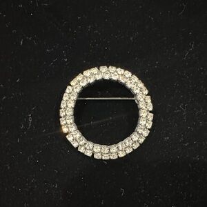 Vintage Silver Rhinestone Circle Brooch
